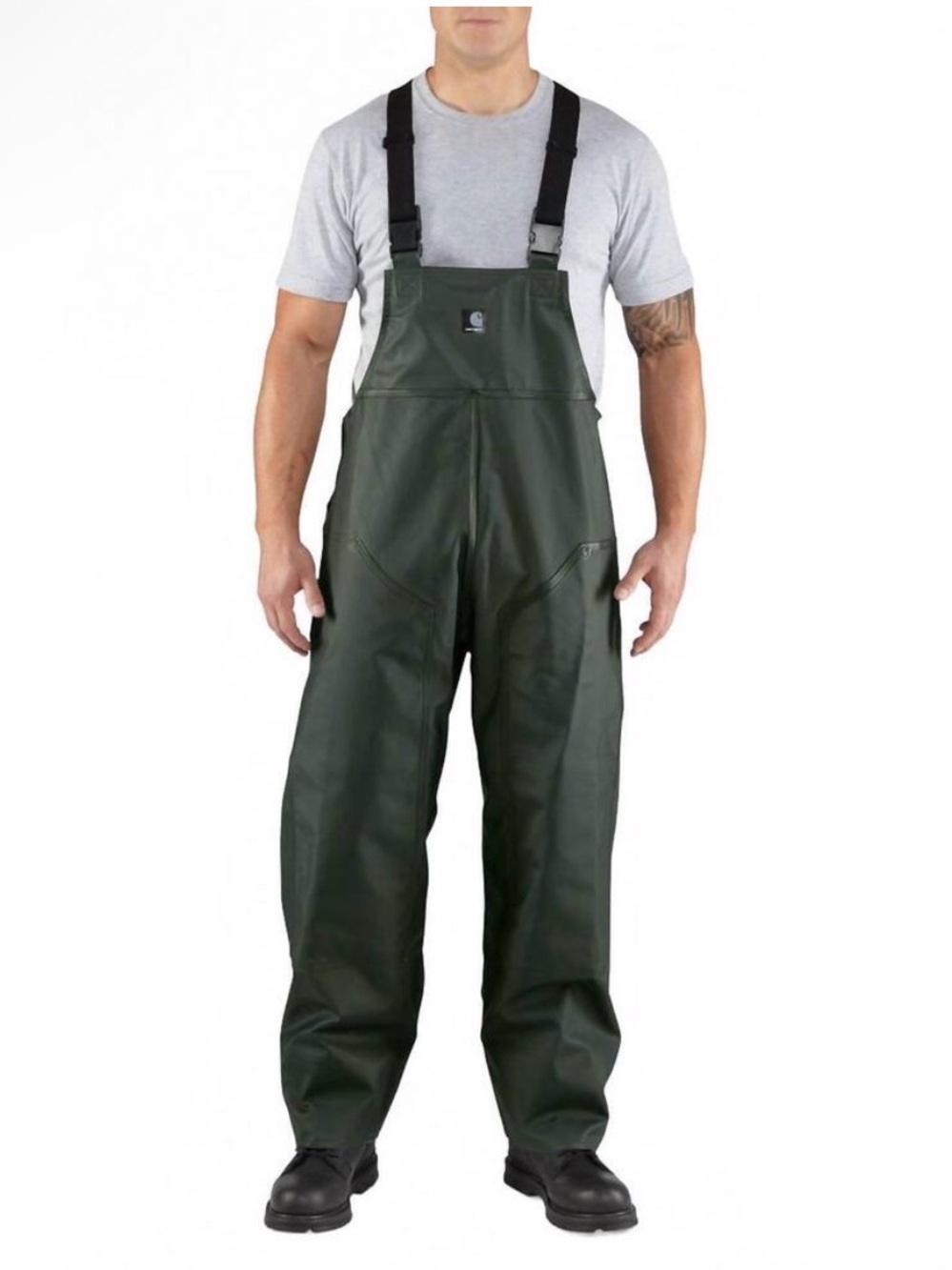 Carhartt PVC Men’s Green Rain Waterproof Fishing Work Bib Overalls Sz XL R39GRN